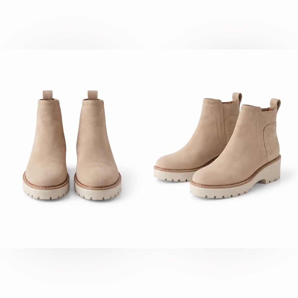 Dolce Vita Taupe Suede Chelsea Ankle Boots Lug Sole Platform 7.5
